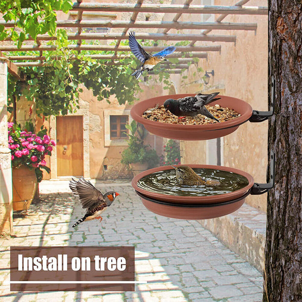 2xHanging Bird Feeder Bath Tray Plastic Bird Water Drinker Outdoor Garden Decor