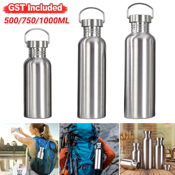 Stainless Steel Water Bottle Motivational Sports Drink Cup Flask 500/750/1000ml