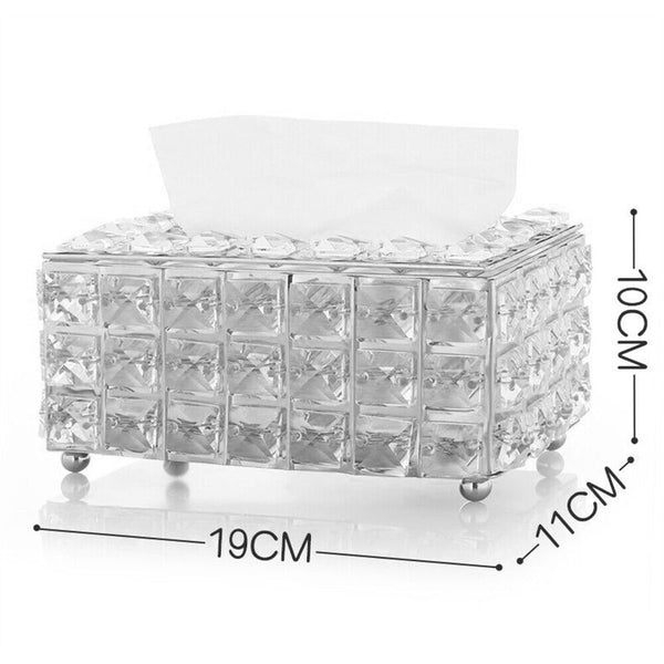 Crystal Facial Tissue Box Cover Paper Storage Holder Napkin Dispenser Organizer