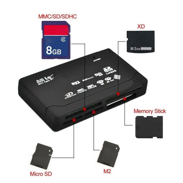 USB 2.0 All in One Multi Memory Card Reader CF SD SDHC MS TF M2 XD MMC