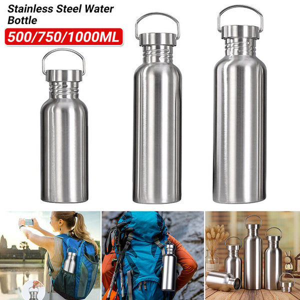 Stainless Steel Water Bottle Motivational Sports Drink Cup Flask 500/750/1000ml