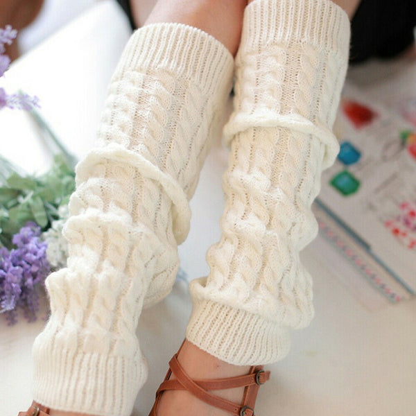 Women Ladies Winter Warm Leg Warmers Cable Knit Knitted Crochet Socks Leggings