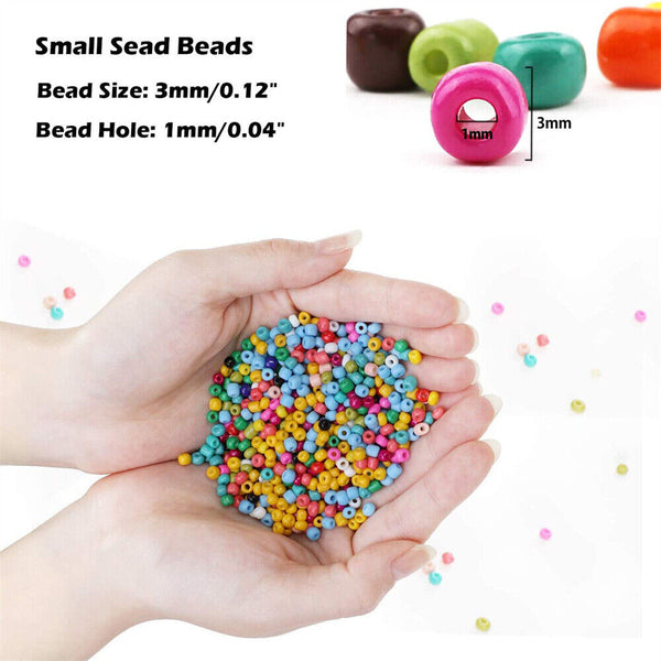 12000Pcs 3mm Glass Seed Beads 24 Colors Loose Beads Kit Bracelet Beads DIY