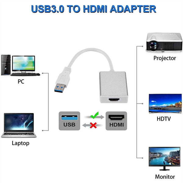 USB 3.0 to HDMI Converter Cable Display Graphic Adapter For Laptop PC HD 1080P