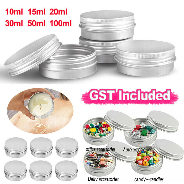 50/100pcs Durable Silver Aluminum Cosmetic Pot Lip Balm Jar Containers Empty Tin