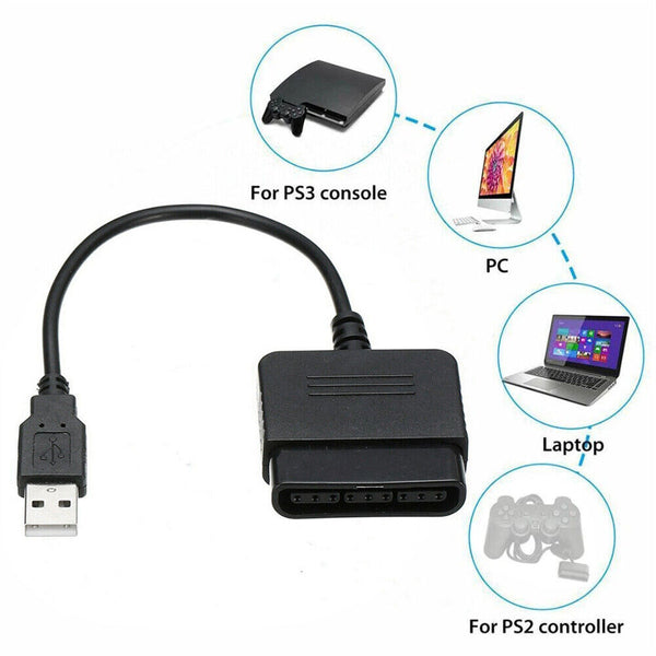 Playstation 2 PS2 Controller to Playstation 3 PS3 PC USB Adapter Converter Cable