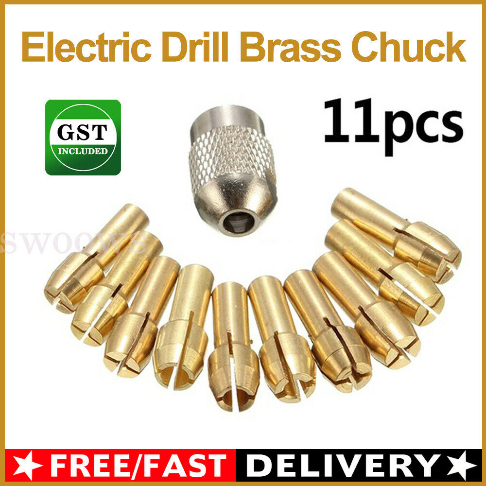 11PCS Brass Drill Chucks Collet Bits 0.5-3.2mm for Dremel Rotary Tool