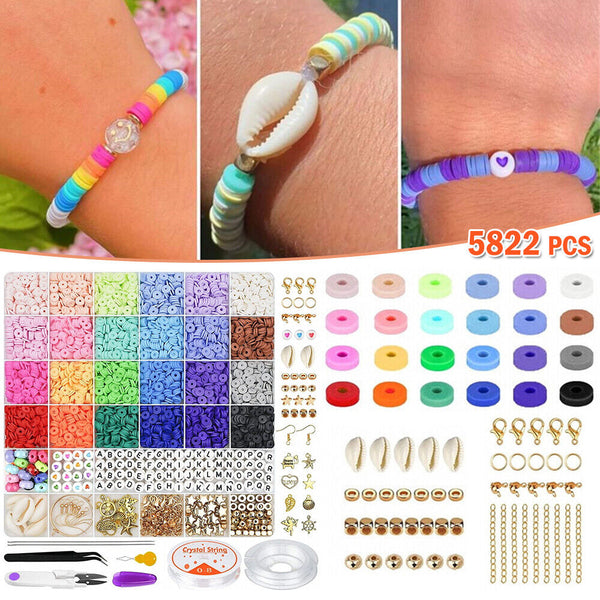 5822pcs Clay Heishi Beads Flat Beads Kit for Bracelets Necklace Earrings Anklets