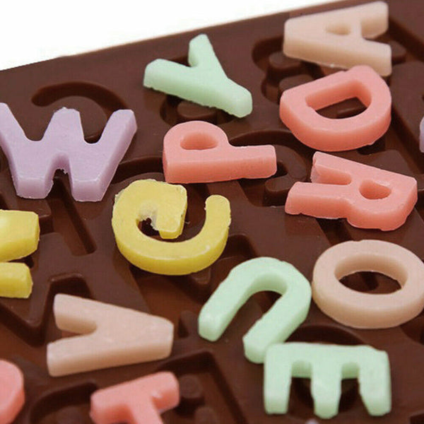 Alphabet Letters Chocolate Mold Ice Tray Silicone Cake Icing Fondant Mould AU