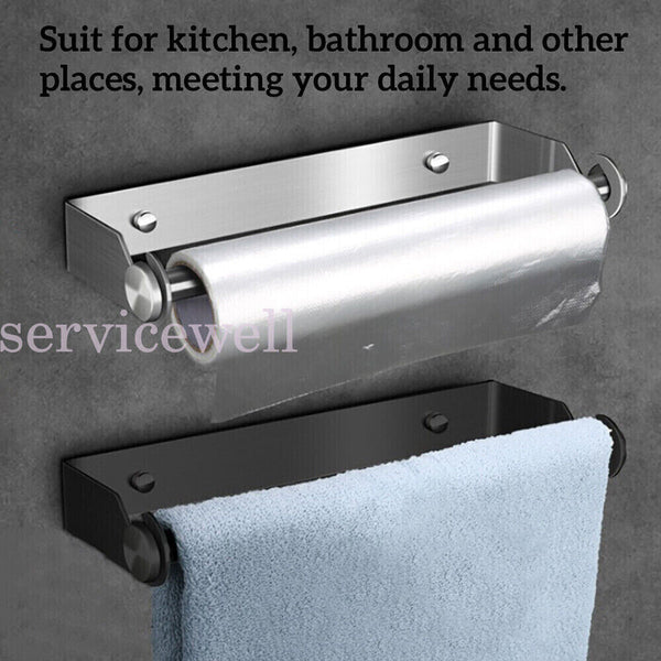 Stainless Steel Paper Towel Holder Hanger Rack Kitchen Shelf Bathroom Organizer