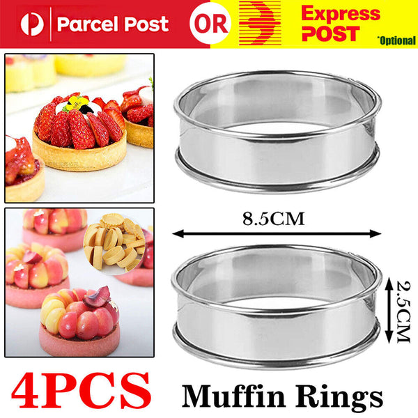 4PCS Tart Rings Perforated Mousse Cake Mold Pastry Mould Baking Circle Cutter AU