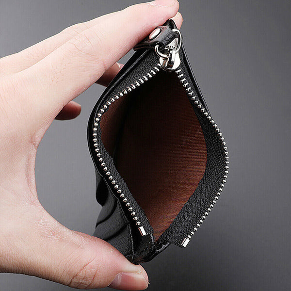 Men's PU Leather Small Coin Case Card Holder Zip Wallet Pouch Mini Purse Bag AU