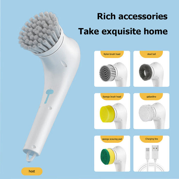 5 In 1 Handheld Electric Cleaning Brush Power Scrubber Cordless USB Rechargeable