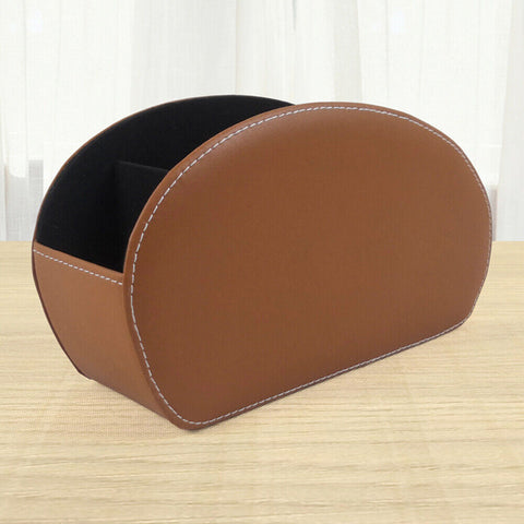 PU Leather Phone TV Remote Control Make-up Storage Box Desk Organizer Holder