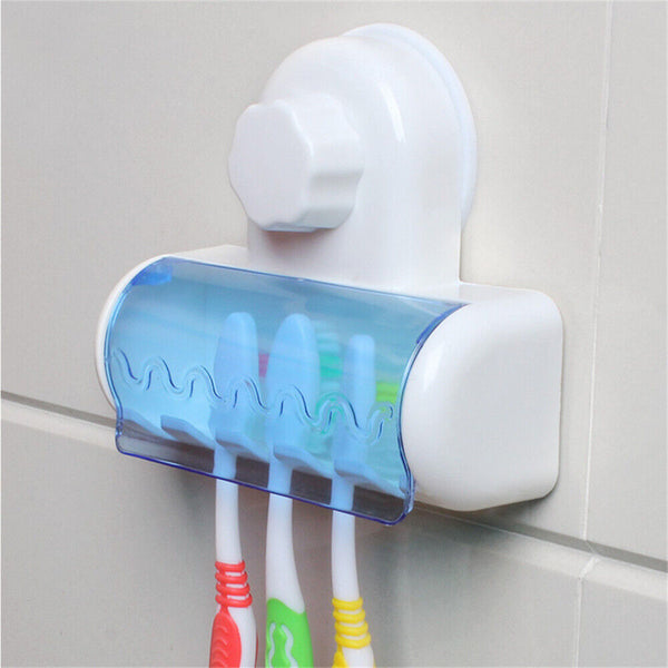 Toothbrush Holder Wall Mount Stand Tooth brush Holder Hooks Suction Cup Bathroom