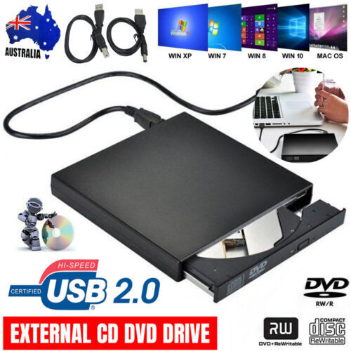 Portable Drive Writer USB External CD DVD Player For PC/Laptops Mac Windows 11 9