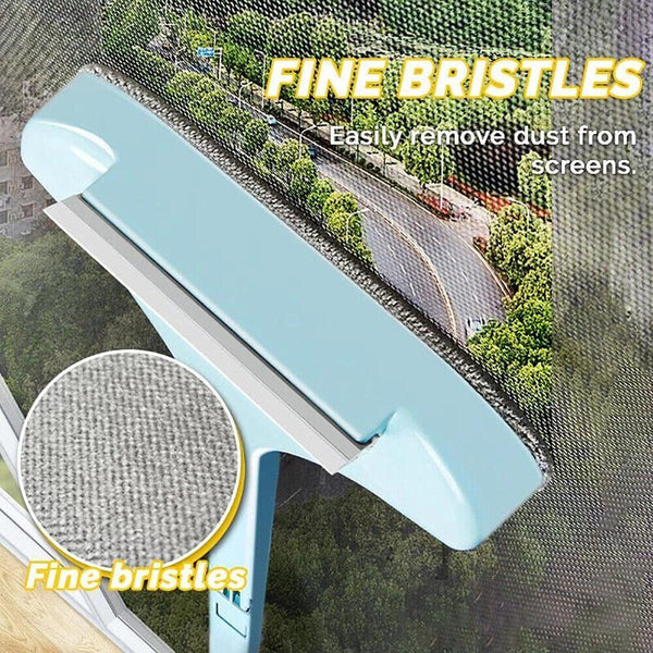 2 In 1 Glass Window Wiper Cleaner Squeegee Mesh Screen Mirror Home Car Brush Set