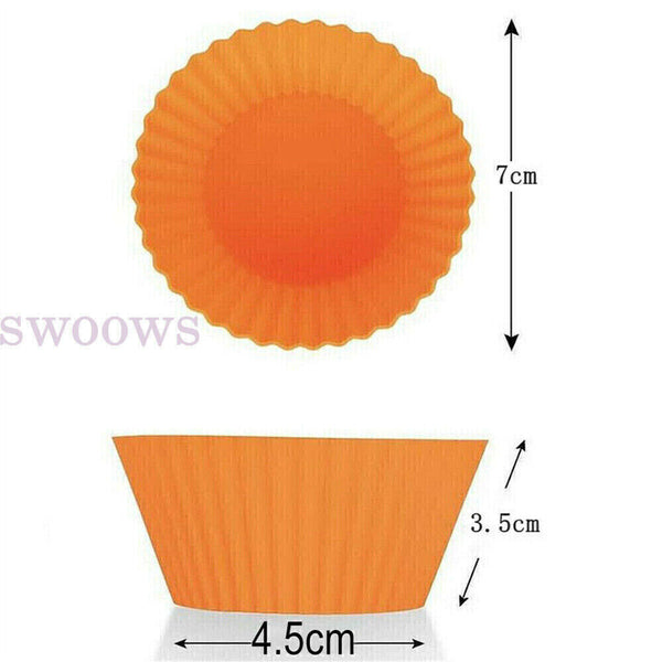 24/72PCS Round Cup Cake Silicone Baking Mould Cupcake Case DIY Bake Mold Muffin