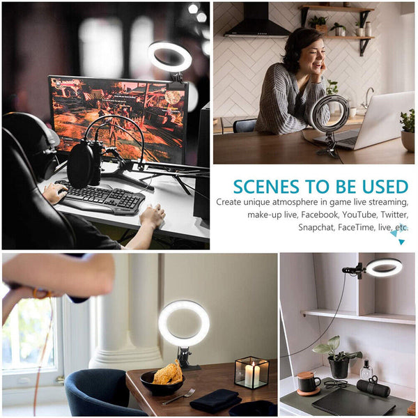 6 inch USB Video Conference Lighting Clip on LED Ring Light for Laptop Monitor