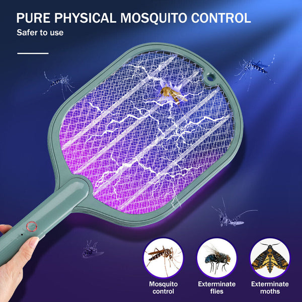 1/2Mosquito Insect Killer Bug Zapper Electric USB Rechargeable Racket FlySwatter