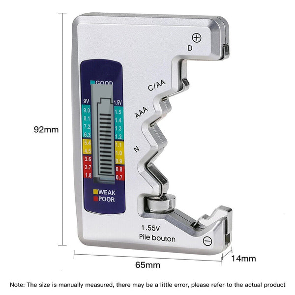 Universal Digital Battery Tester Checker C D N AAA AA 1.5V Button Cell Portable