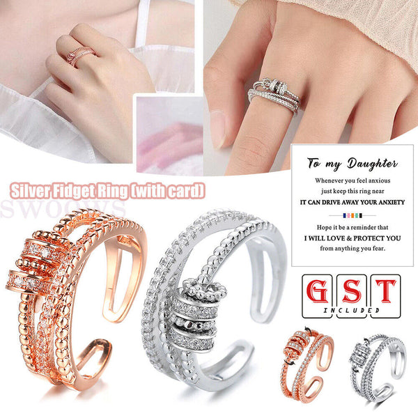 To My Daughter-Fidget Ring,Anti Anxiety Ring with Beads Spinner For Girls