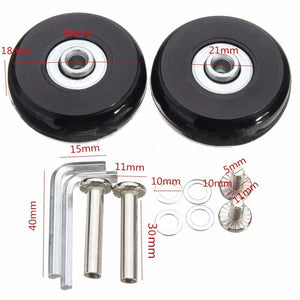 2Pairs 50mm Luggage Suitcase Replacement Wheels Axles Wrench Repair Tools