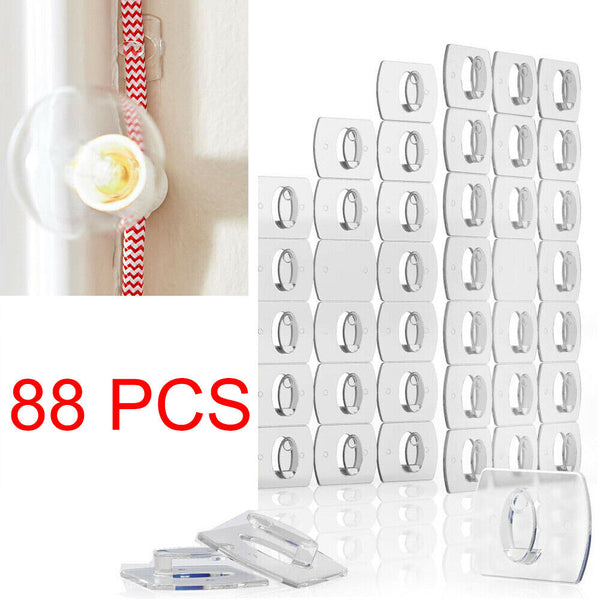 44Pcs Clear Removable Adhesive Decorating Wall Clips Mini Hooks Stain-Proof