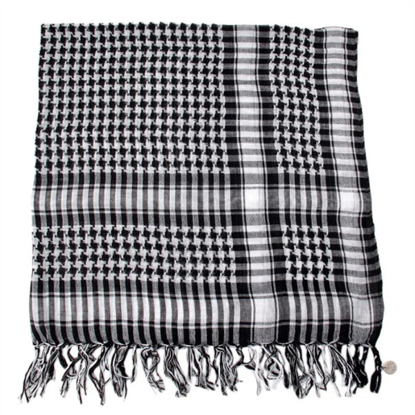 Neck Scarf Tactical Scarves Unisex Shawl Military Check Wrap Black White Grid