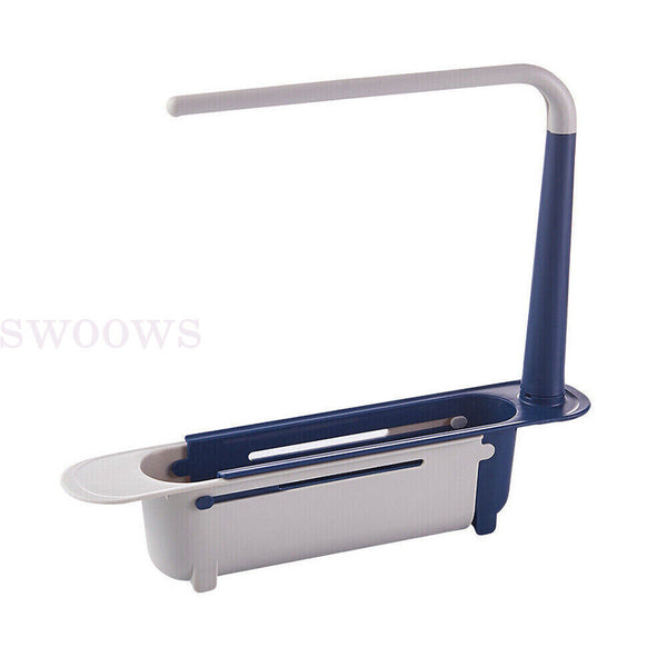 2x Telescopic Sink Rack Storage Holder Kitchen Expandable Drain Basket Organizer