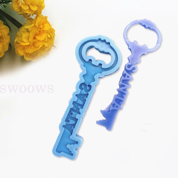 2PC Silicone Christmas Key Resin Epoxy Mold Pendant Keychain Casting Mould Craft