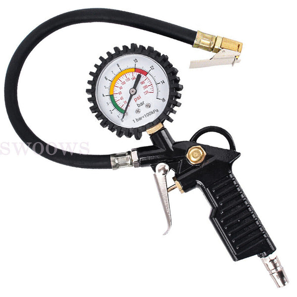 Tyre Pressure Gauge Air Tire Inflator Car Motorcycle Pump Hose Compressor Tool