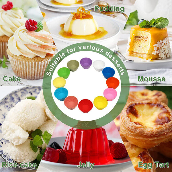 24-72PCS Round Muffin Cake Mould Cup Cake Silicone Baking Case Bake Molds