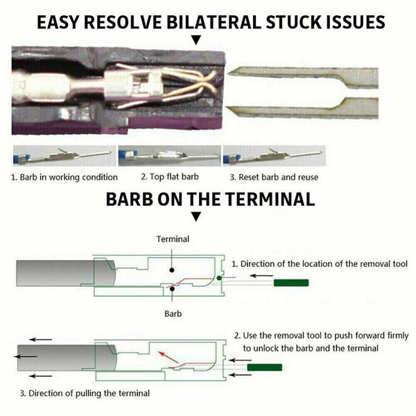 100PCS/Set Terminal Removal Tool Box Pin Extractor Electrical Wire Connector Kit