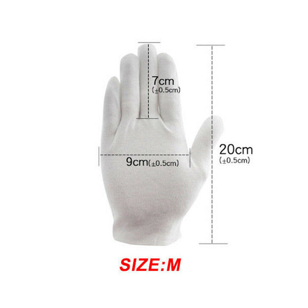 6 Pairs Hands Soft Cotton Costume Jewellery White Gloves Work Protector Handling