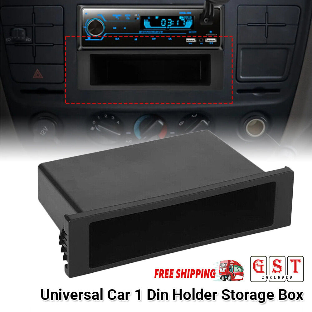 Universal Car 1 Din Dash Holder Storage Box Plastic Black Stereo Radio Pocket