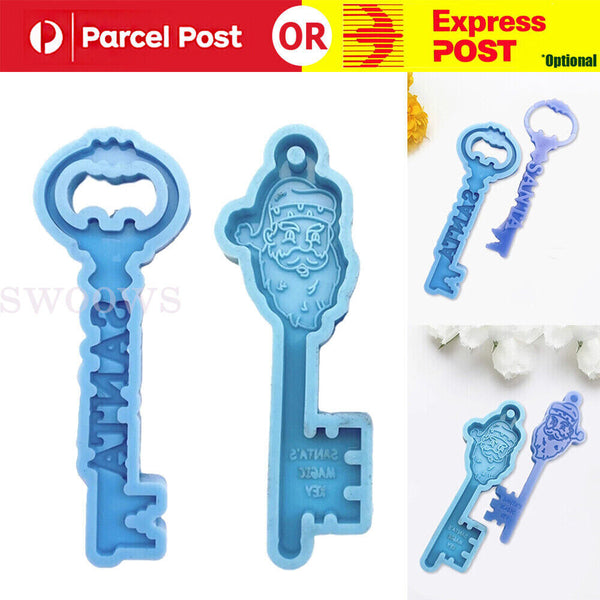 2PC Silicone Christmas Key Resin Epoxy Mold Pendant Keychain Casting Mould Craft