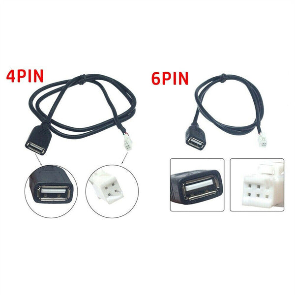 2pcs 4Pin+6Pin Connector USB Cable for Car Radio Stereo 1M USB Cord USB Adapter