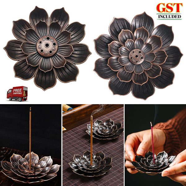 Incense Stick Holder Lotus Round Plate Buddhism Insense Ash Catchers 2/3 Layers