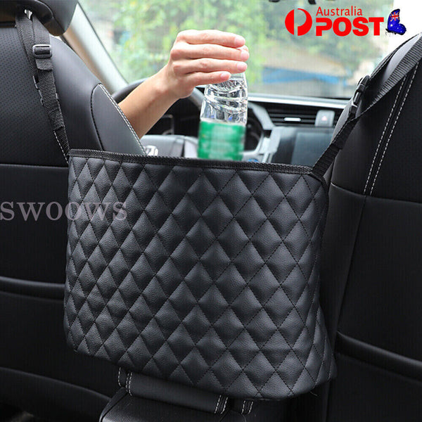 Car Net Pocket Handbag Holder Between Seat Storage Organiser PU Leather Bags AU