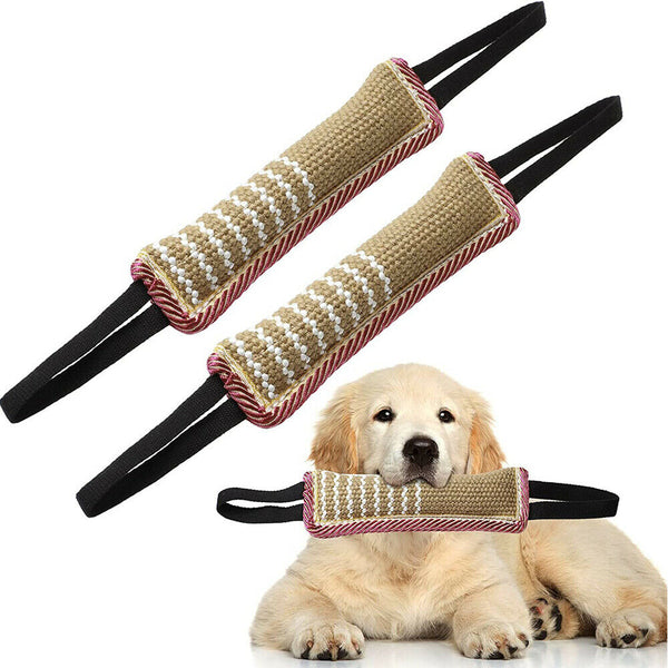 Dog Tug Toy Bite Pillow Strong Pull Dog Toy Training with 2 Rope Handles Toys