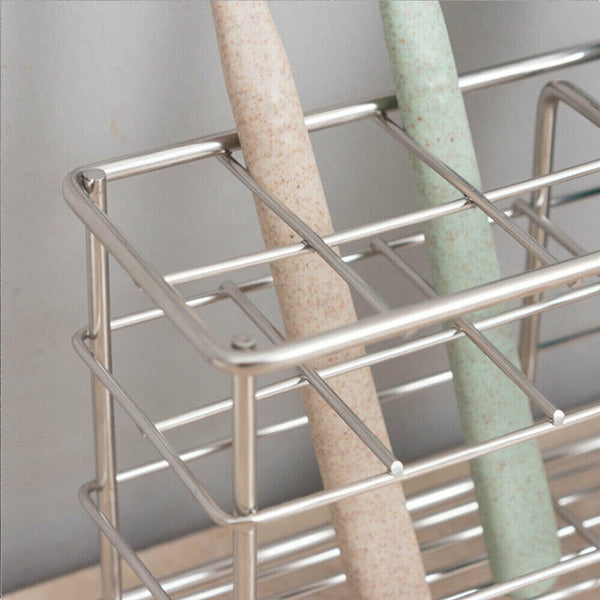 Non-Slip Organizer Toothbrush Holder Stainless Steel Stand Bathroom Toothpaste