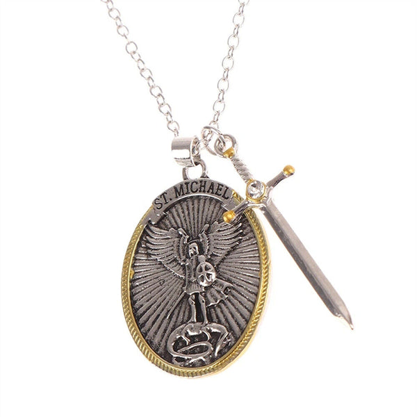 The Archangel St Michael Pendant Prayer Catholic Patron Necklace Sword Lord Gift