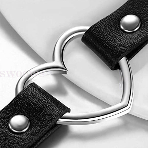 Love Heart Choker Retro Gothic Lolita Grunge Punk Leather Rivet Collar Necklace