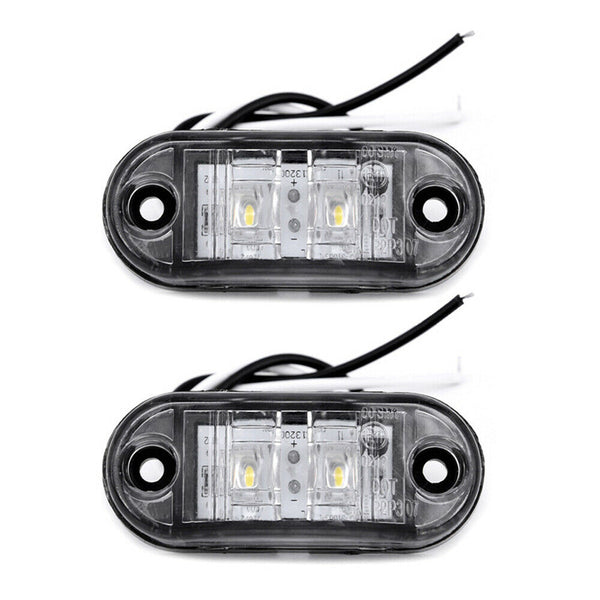 2X Cool White 12v LED Side Marker Clearance Lights Indicators Trailer Caravan RV