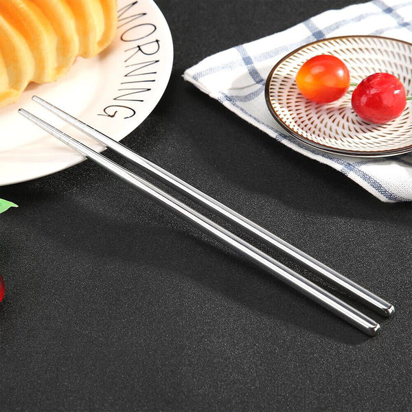 Stainless Steel Chopsticks Asian Japanese Chinese Dinner Metal Reusable Cutlery