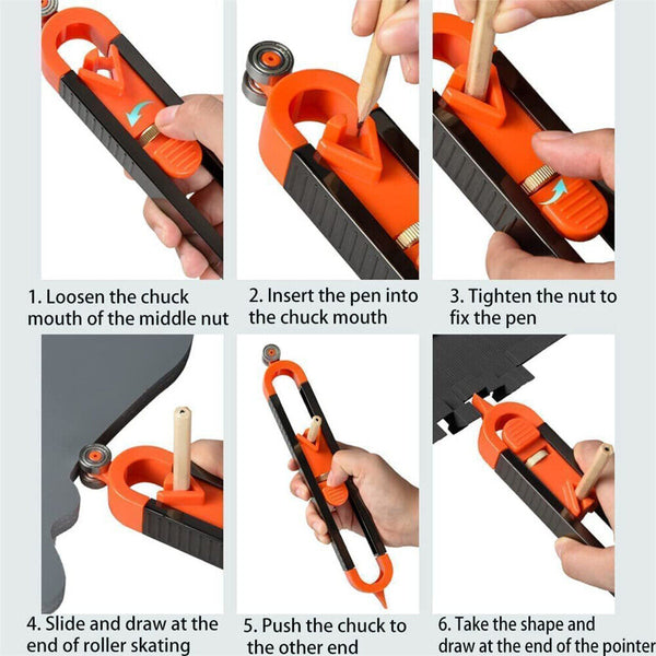 Profile Scribing Contour Gauge Ruler with Lock Precise Carpenter Measuring Tool