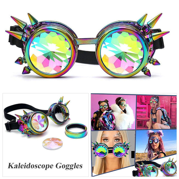 Kaleidoscope Goggles Steampunk Rave Glasses Rainbow Festival Gifts Cosplay Party