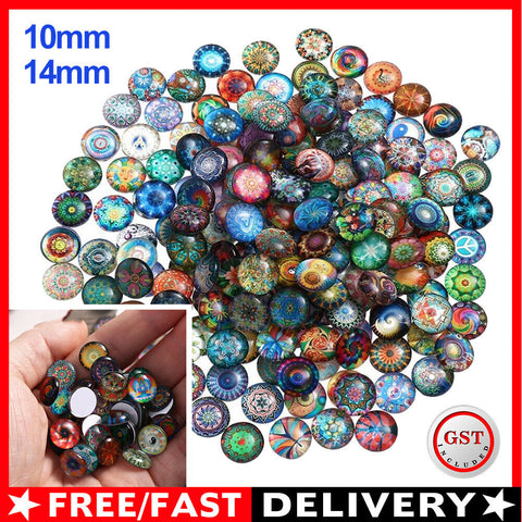 1/200 Mixed Round Mosaic Tiles Crafts Glass Supplies for Jewelry Making 10/14mm