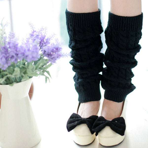 Women Ladies Winter Warm Leg Warmers Cable Knit Knitted Crochet Socks Leggings